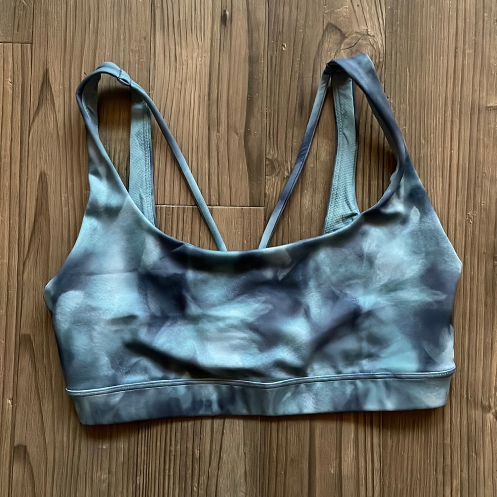 Nwot Athleta Exhale Sports Bra - Serene Riviera Blue View 3